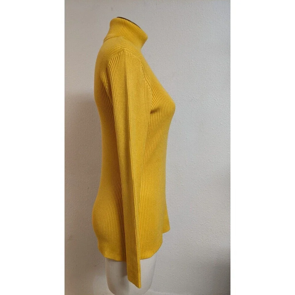 NWT~BOSTON PROPER Women's Marigold Yellow Viscose Blend Turtleneck Sweater M